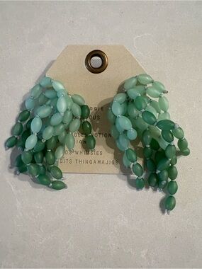 Anthropologie Mint and Forest Green Beaded Chandelier Earrings